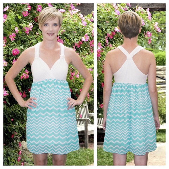 Teal and Ivory Dress