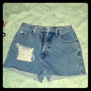 Blue jean cut off shorts