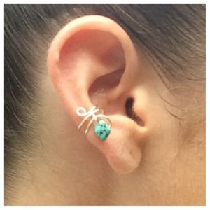 Silver and turquoise ear cuff