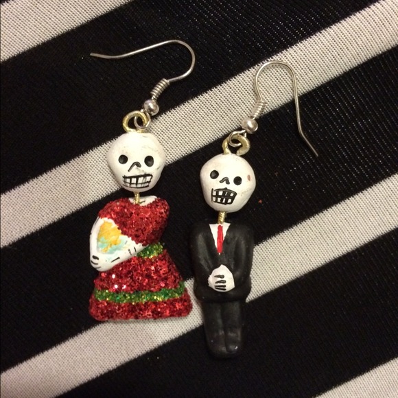Calavera Bride and Groom Earrings.