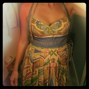 Nicole Miller Silk Paysley Halter Dress New 6