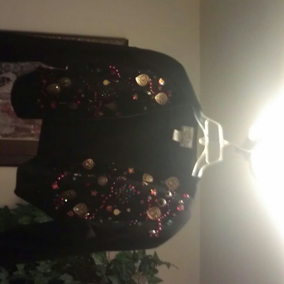 Black Bejeweled cotton Belero