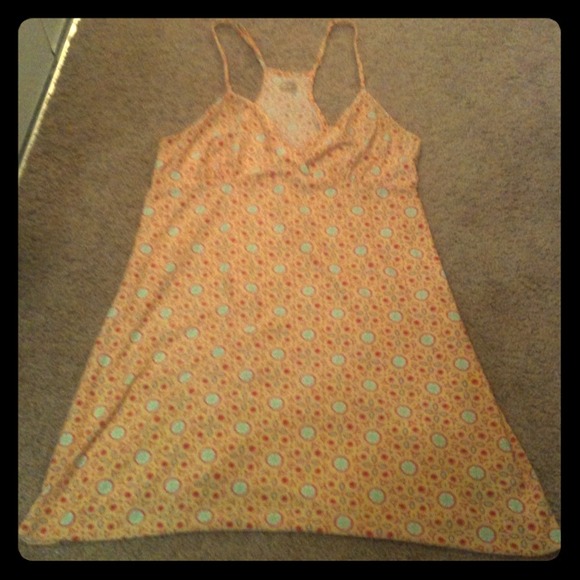 Orange patterned sundress, spandex material - Picture 1 of 4