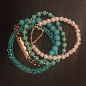 Teal and Pearl Bracelets