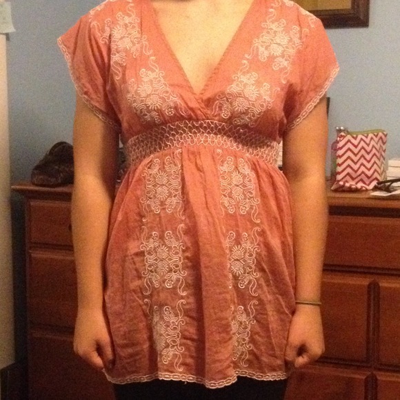 Peach patterned shirt