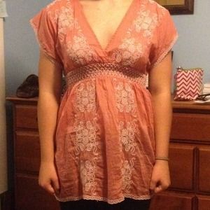 Peach patterned shirt