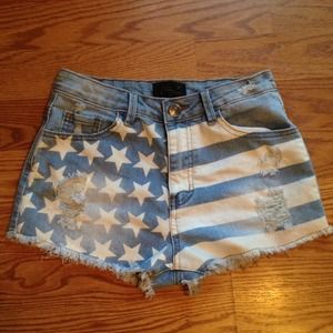 *SOLD* American flag denim high waisted shorts