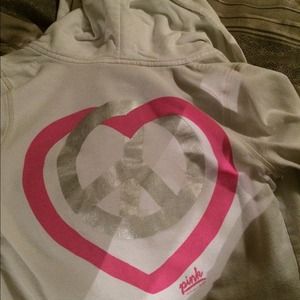 Pink brand white zip hoodie