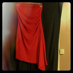 Red strapless dinner dress