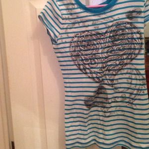 Girls striped t-shirt with glitter hearts