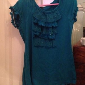 Girls blue ruffle t-shirt/blouse