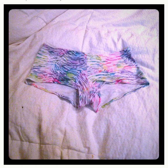 Rainbow zebra sleep shorts/booty shorts xs