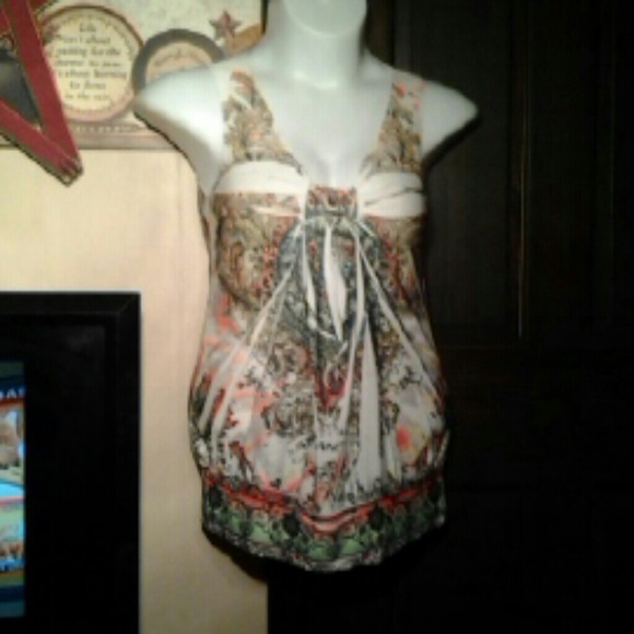 Multicolored tunic sleevless dress top