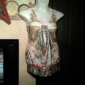 Multicolored tunic sleevless dress top