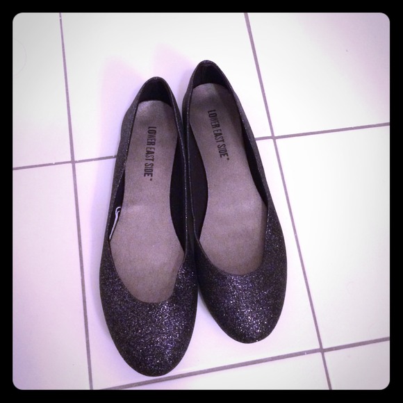 Black glitter flats