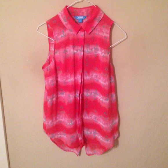 Red blouse with turquoise anchors - Picture 2 of 2