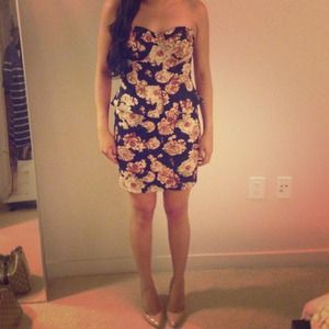 Rose skull print peplum dress