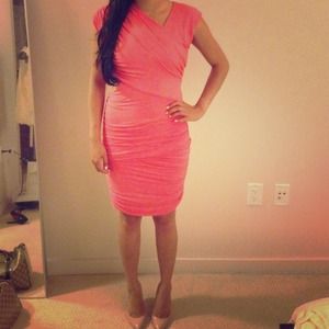 Coral colored cutout Bebe jersey dress