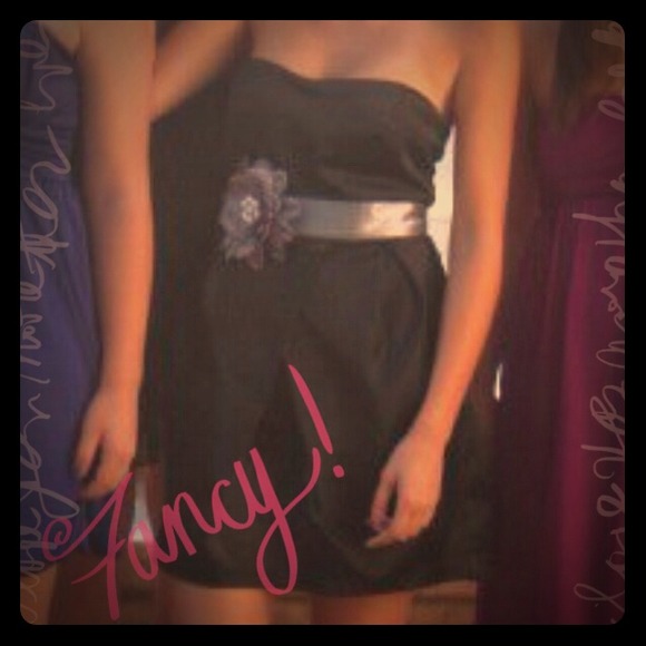 Strapless black homecoming dress