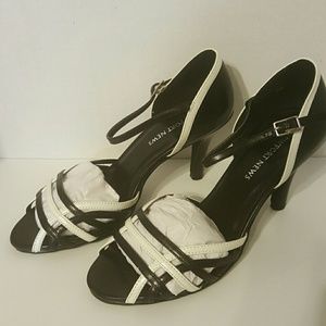 Black and White Strappy Heels