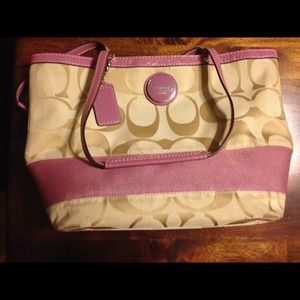 Coach purse / tote with stripe