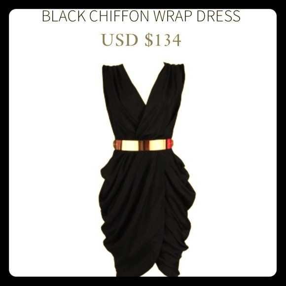 Monroe black chiffon wrap dress!!!