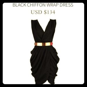 Monroe black chiffon wrap dress!!!
