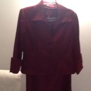 Dark red formal suit.  3/4 sleeve.  Full length.