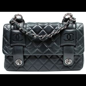 CHANEL dk green double lock flap bag crossbody