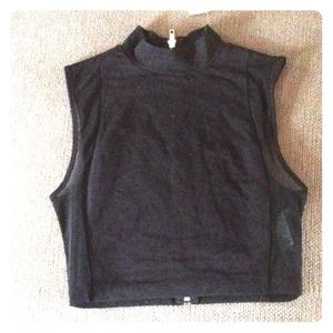Black turtle neck crop top