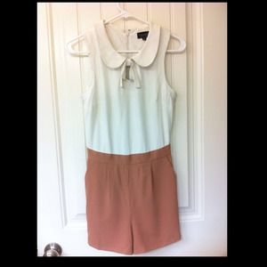 Topshop Playsuit Collar Beige Cream US2, UK6