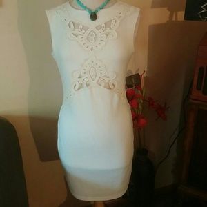 NWT Cream Dress w/ Crocheted Lace Detail
