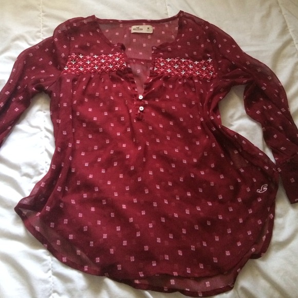 Burgundy Red Hollister Top