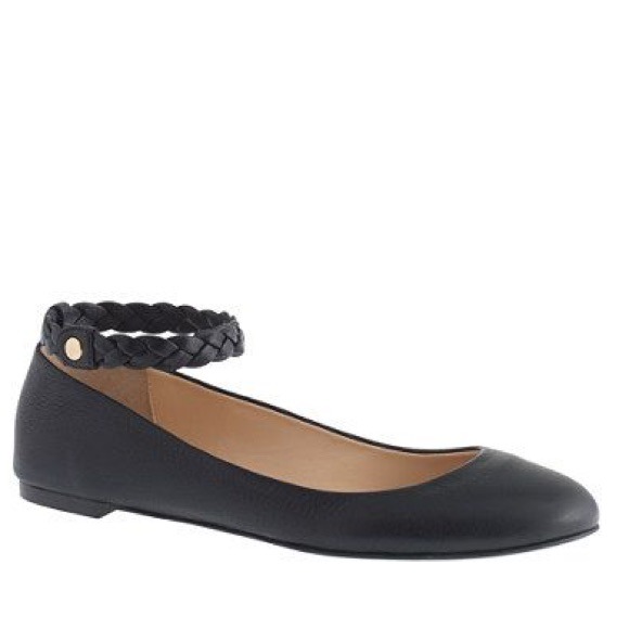 J.Crew Hana black leather ballet flats size 8