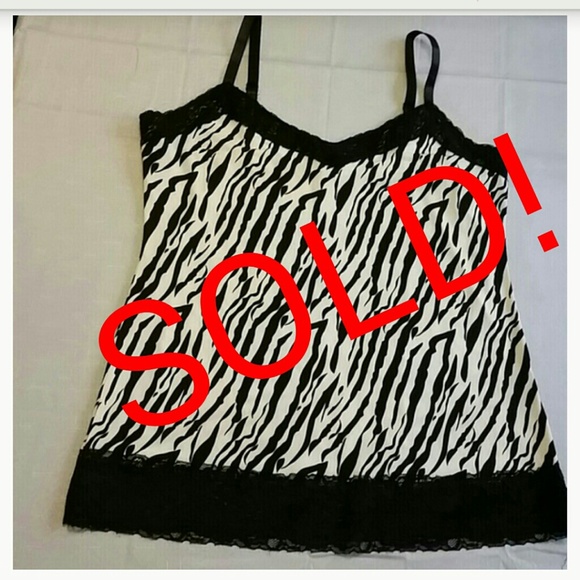 Twist Tees Tops - Zebra Print Tank with Lace