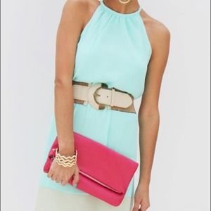 🎉HP- NWT Mint with tan trim Dress. Belt included