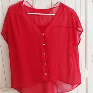 Red Chiffon short sleeve top