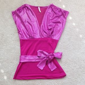 NWOT! Glam Fuschia Wrap Top