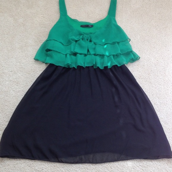 Kelly Green & Black Chiffon Dress
