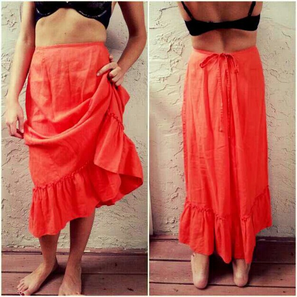 Vintage Orange flowy skirt