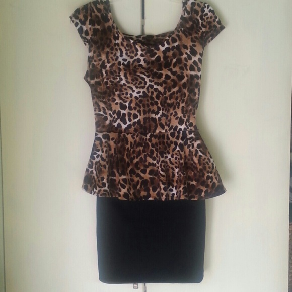 Cheetah print pelplum dress