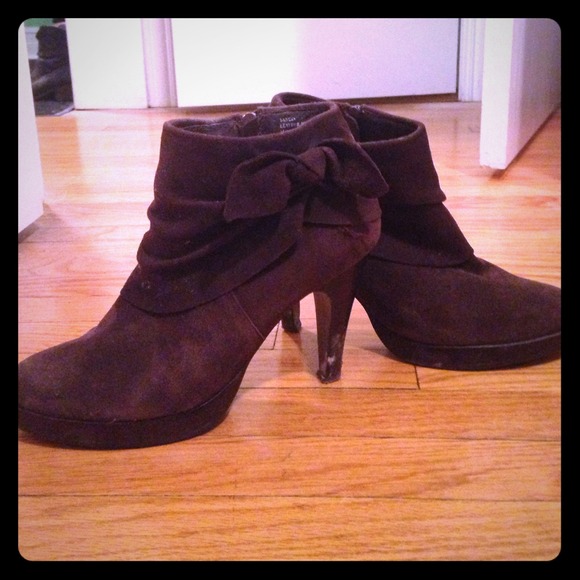 Brown suede booties
