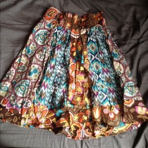 Skirt multi color orange brown teal purple