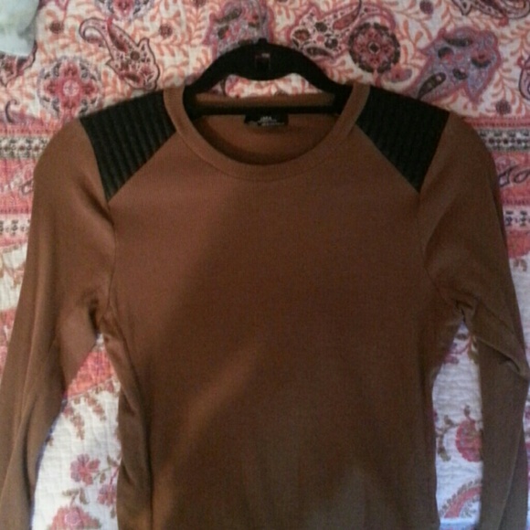 Zara long sleeve leather patch shirt