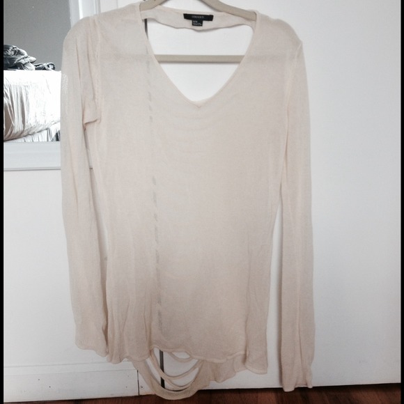 Shredded Forever 21 Cream Sweater