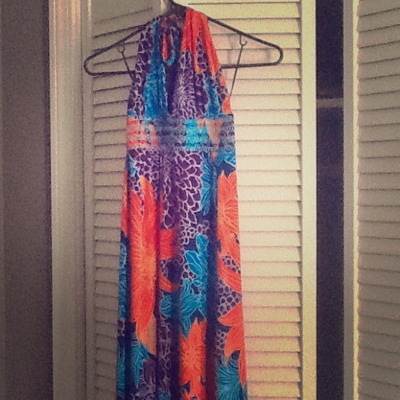 Long bright floral maxi dress