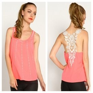 Lace back top