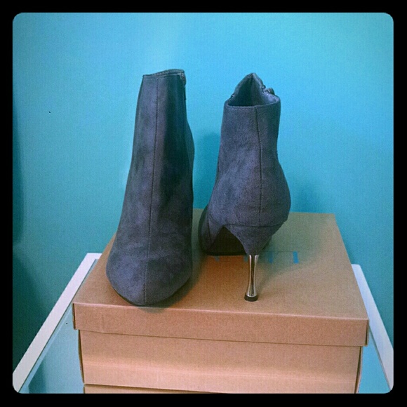 Gray suede ankle boots
