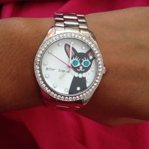 Betsey Johnson rhinestone watch silver