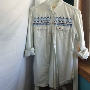 Bleached denim button up